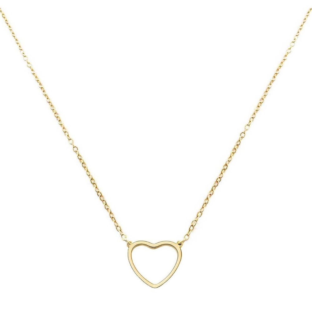 #12 Gold Plated Hollow Heart Necklace - Picture 2 of 3